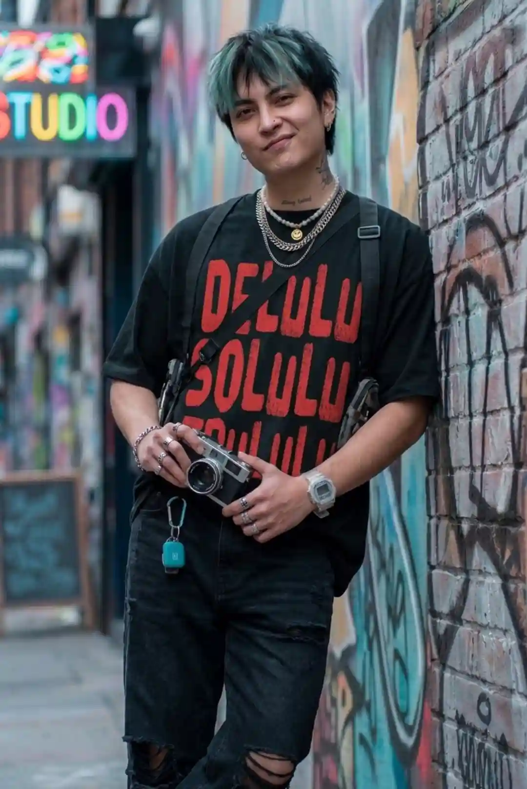 Delulu Solulu Trululu Oversize Loose Fit Black T-shirt - Image 2