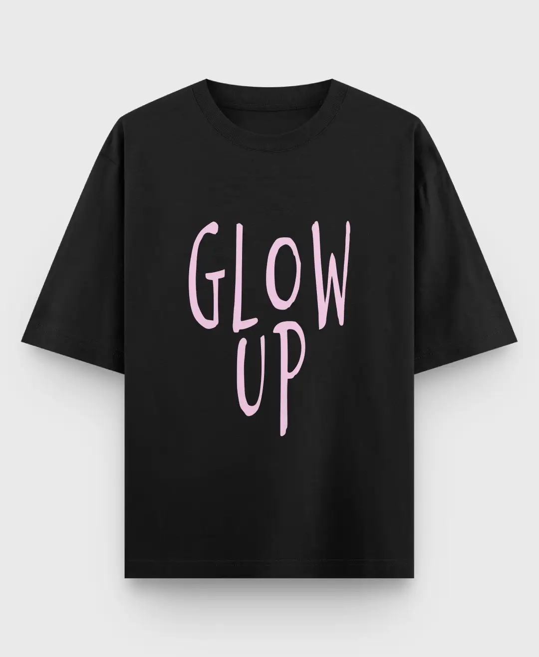 Glow Up Oversize Loose Fit Black T-shirt - Image 2