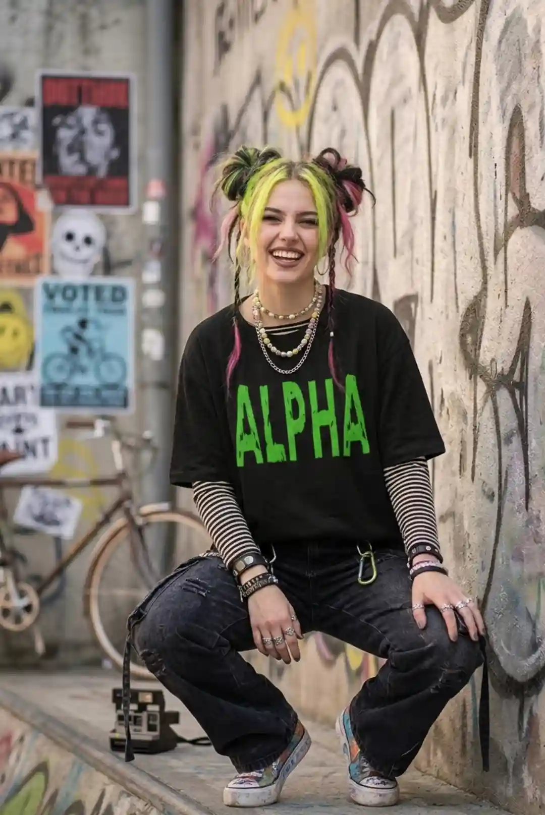 Alpha Oversize Loose Fit Black T-shirt