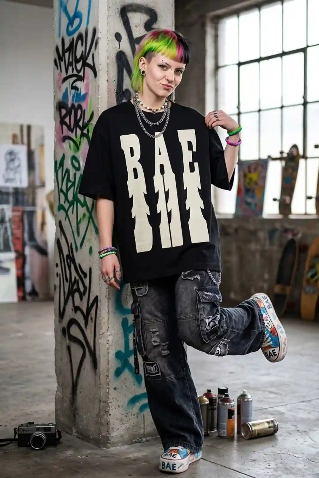 BAE Oversize Loose Fit Black T-shirt
