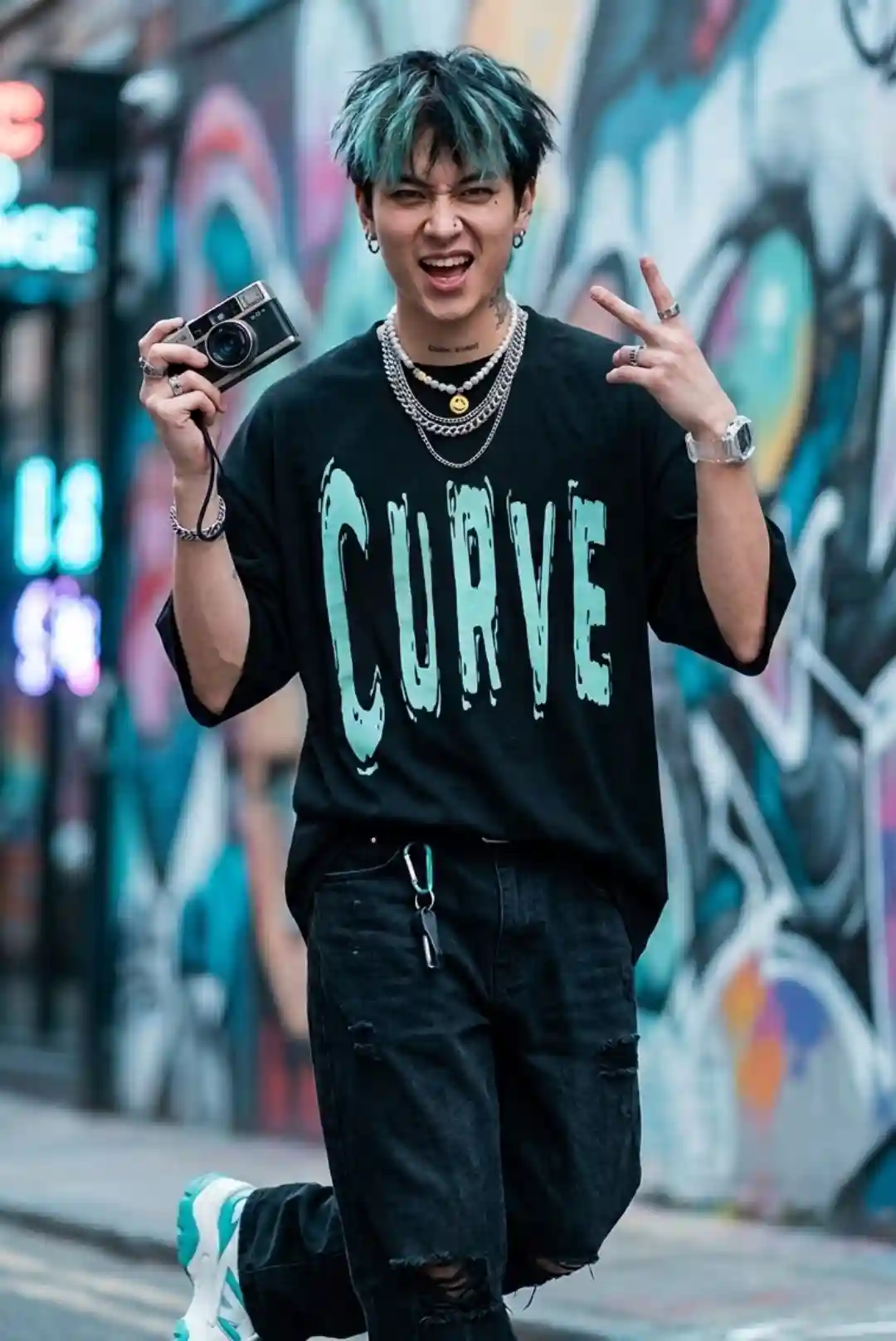 Curve Oversize Loose Fit Black T-shirt