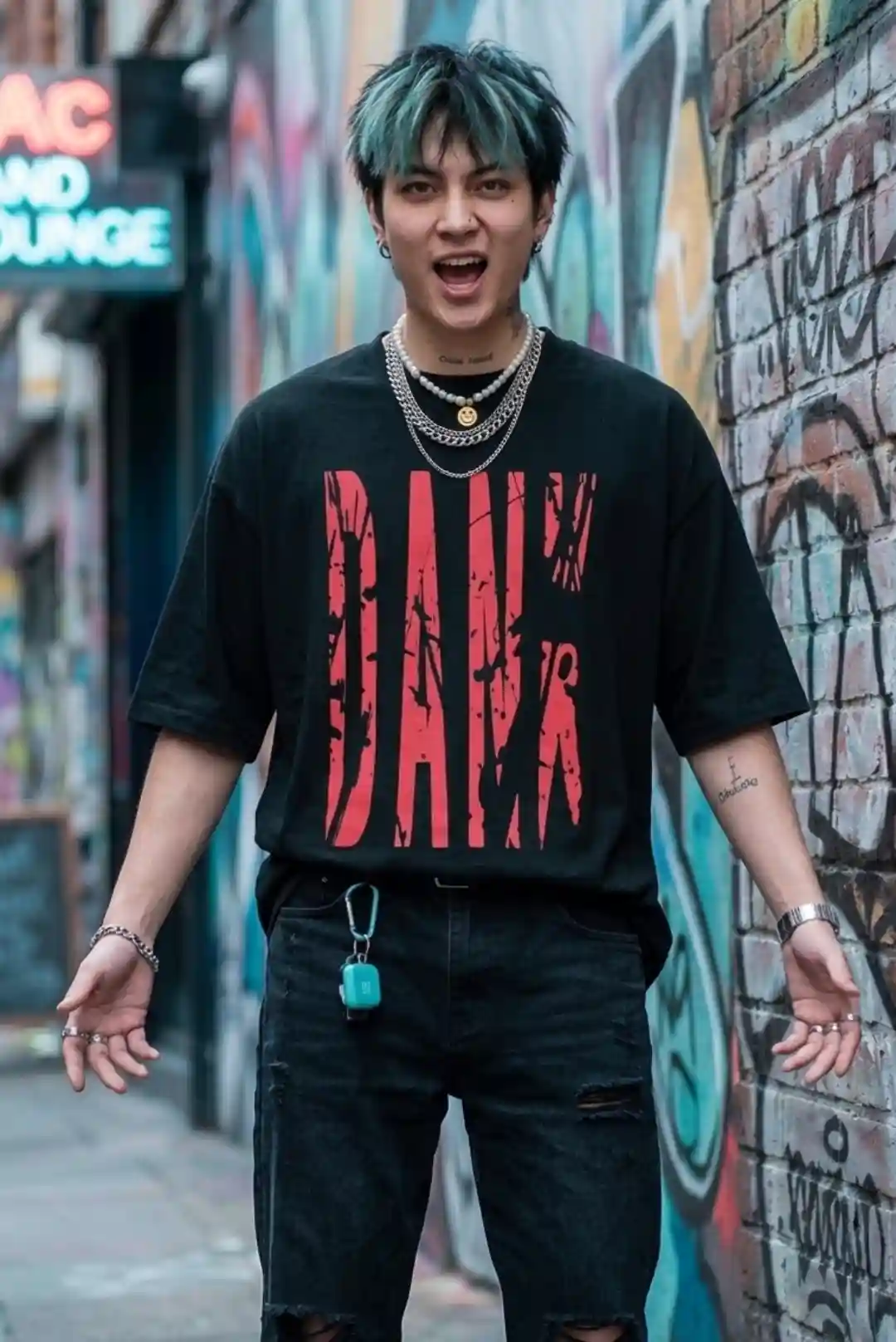 Dank Oversize Loose Fit Black T-shirt