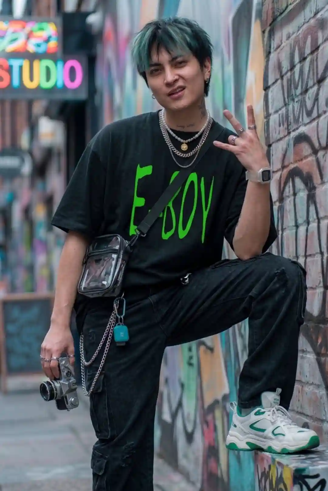 E-boy Oversize Loose Fit Black T-shirt