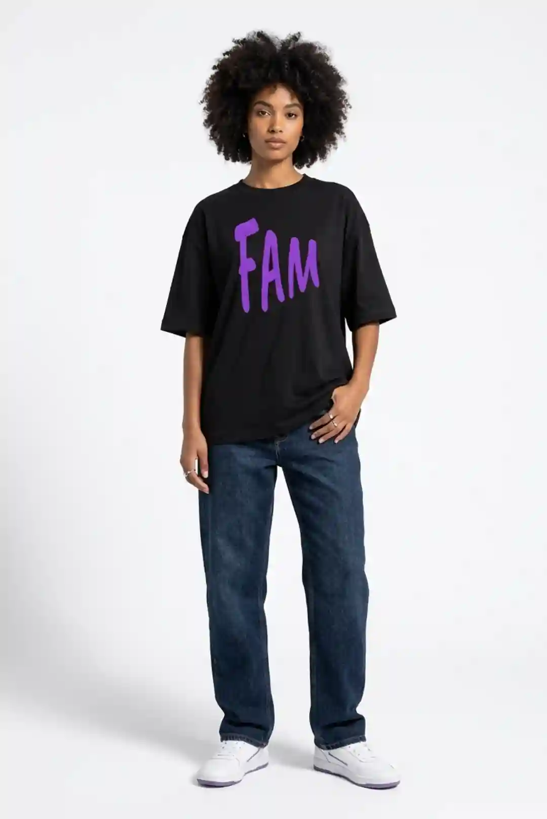 Fam Oversize Loose Fit Black T-shirt