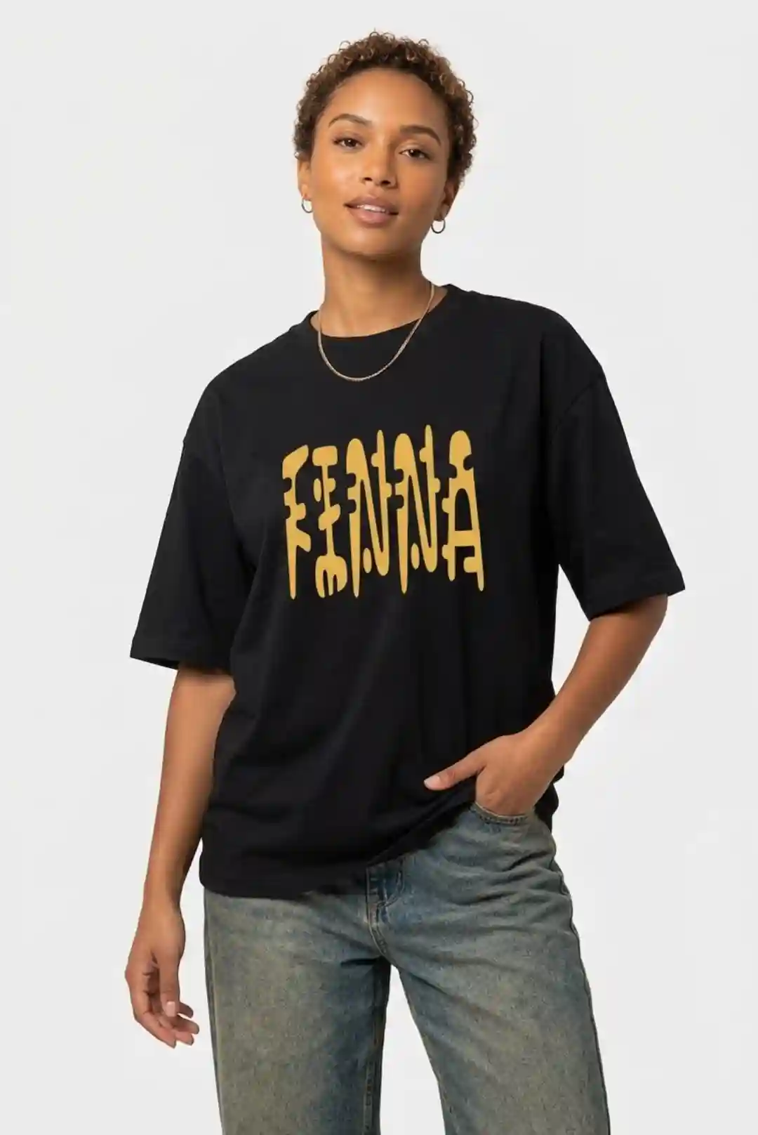 Finna Oversize Loose Fit Black T-shirt