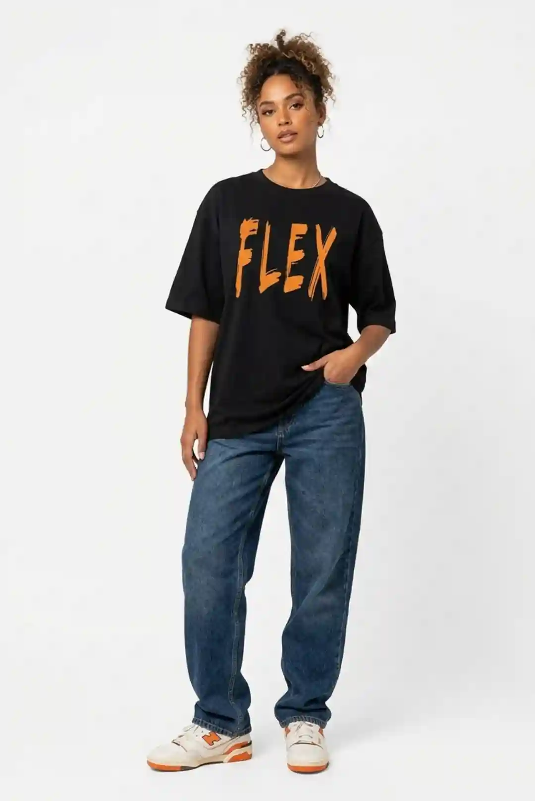 Flex Oversize Loose Fit Black T-shirt