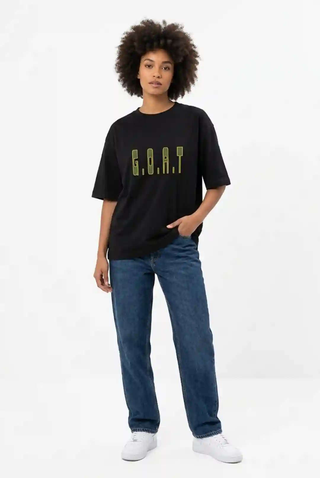 Goat Oversize Loose Fit Black T-shirt