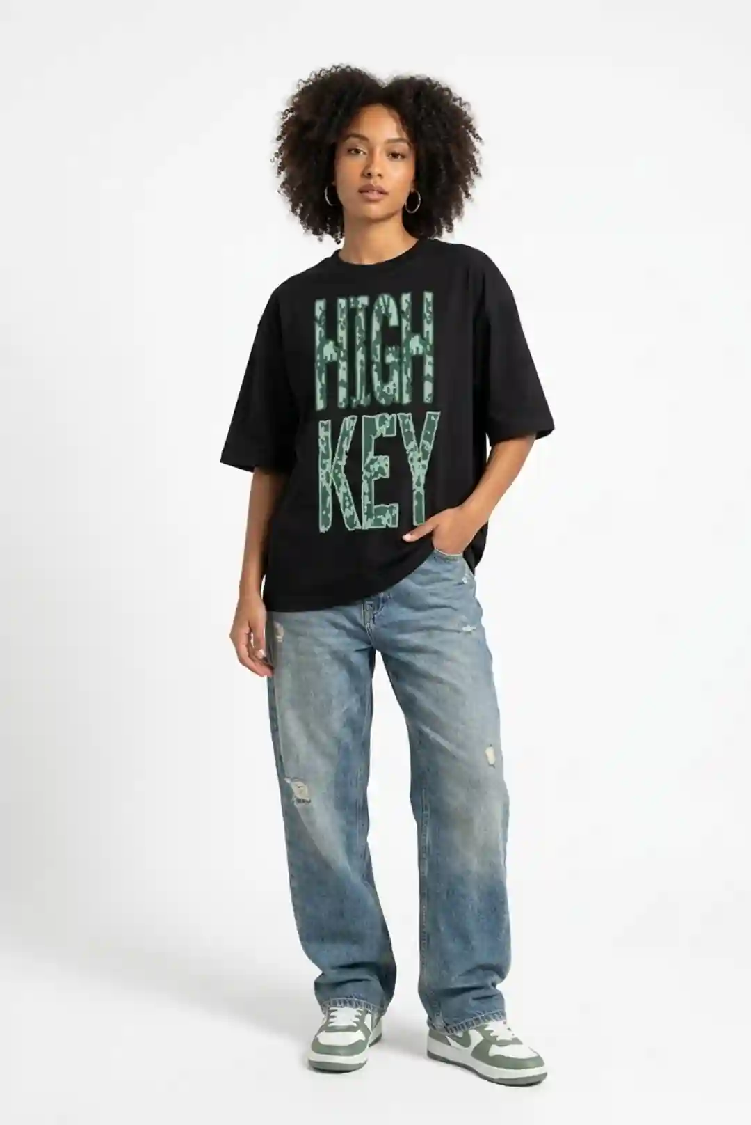 High Key Oversize Loose Fit Black T-shirt