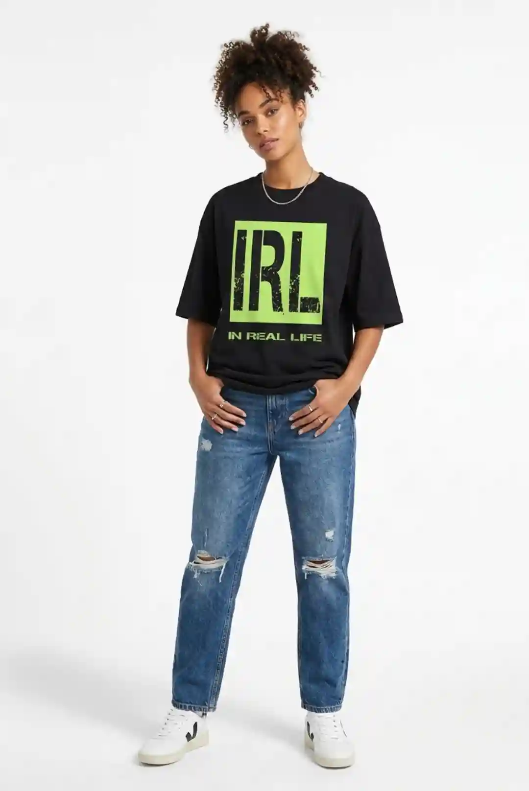 IRL Oversize Loose Fit Black T-shirt
