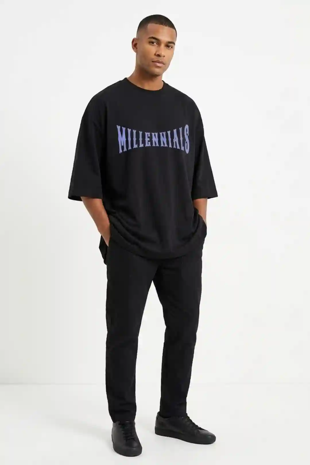 Millennials Oversize Loose Fit Black T-shirt