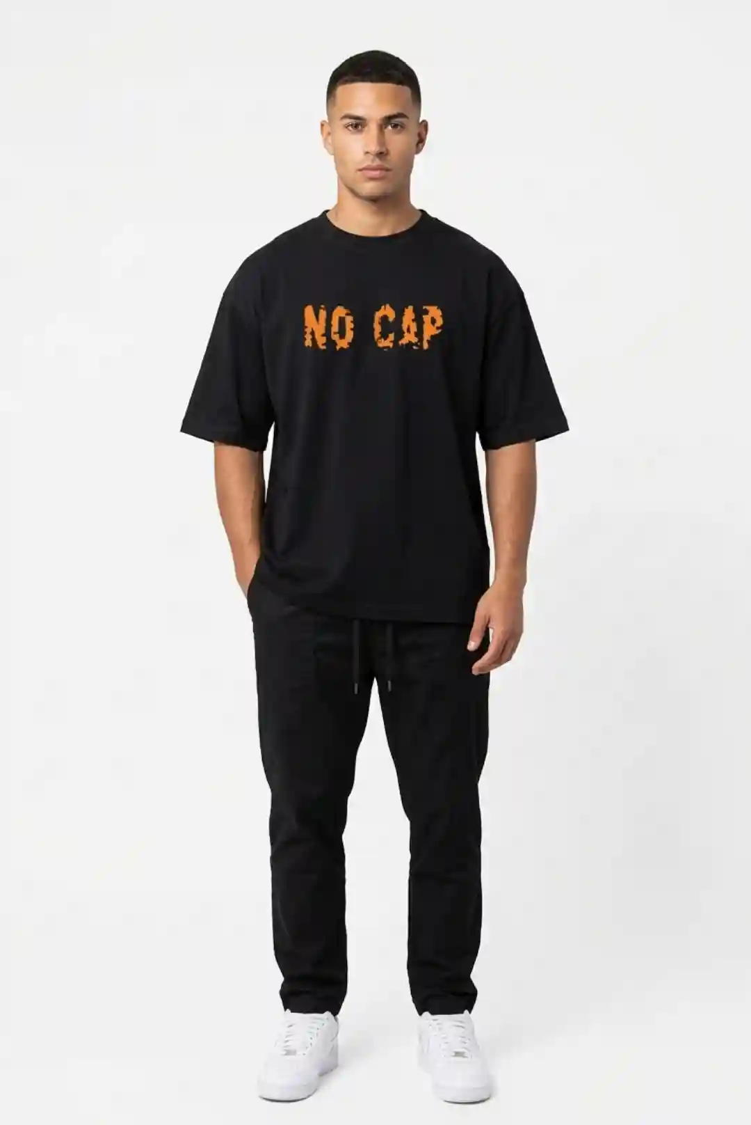No Cap Oversize Loose Fit Black T-shirt