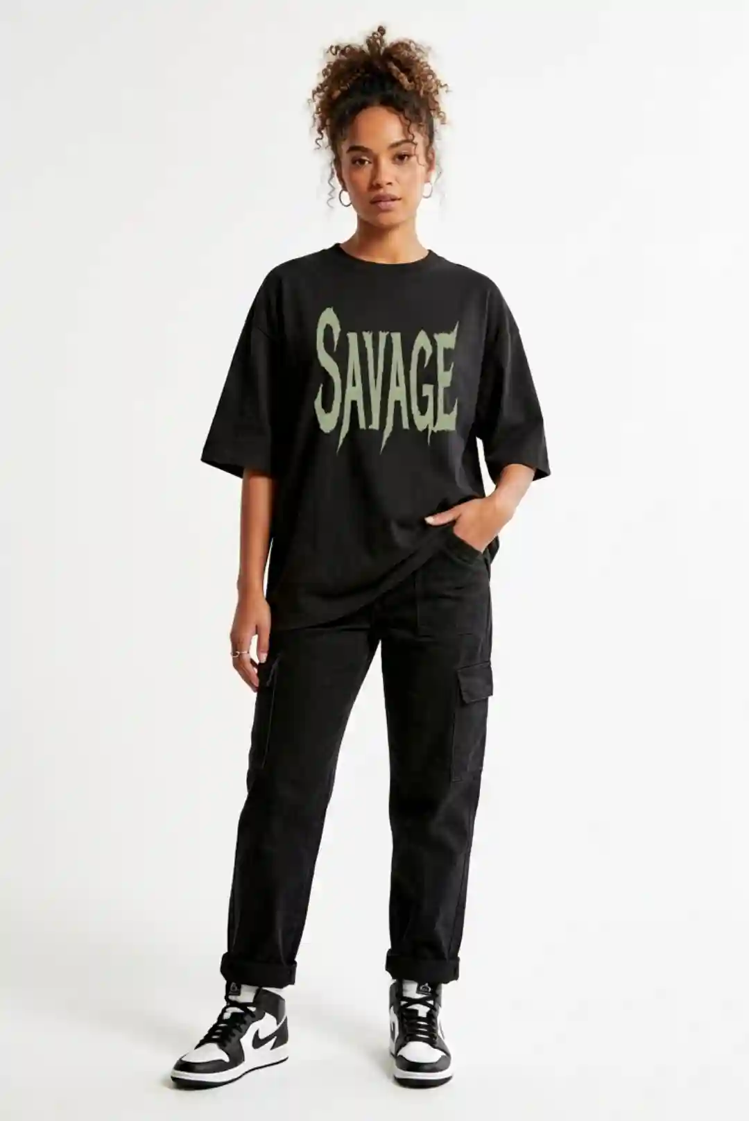 Savage Oversize Loose Fit Black T-shirt