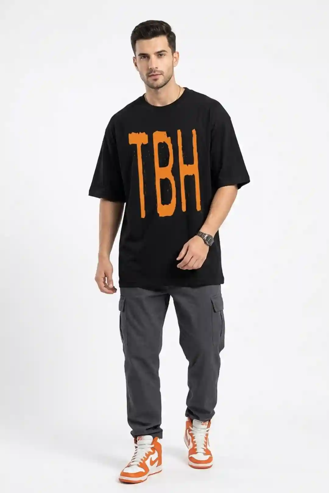 TBH Oversize Loose Fit Black T-shirt