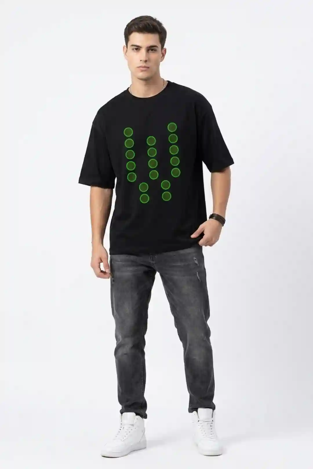 W Oversize Loose Fit Black T-shirt