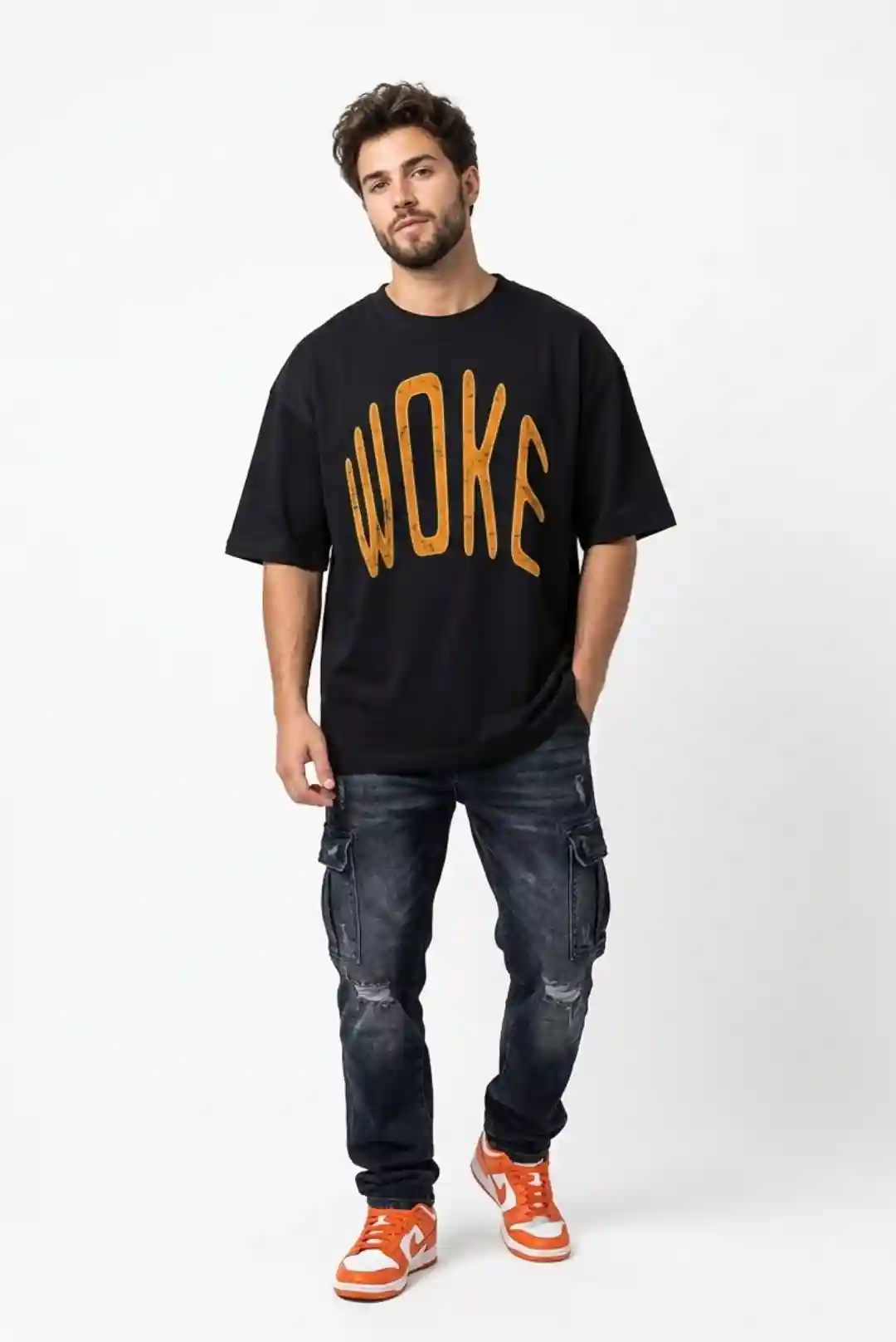 Woke Oversize Loose Fit Black T-shirt