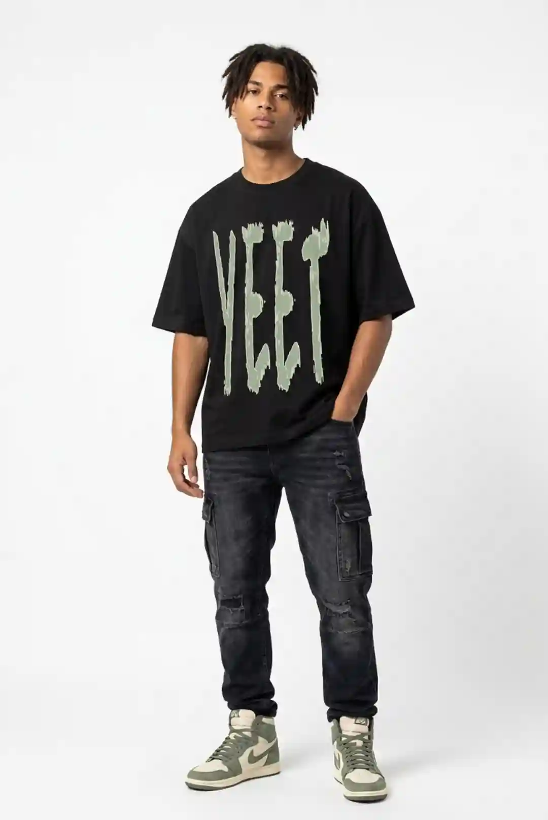 Yeet Oversize Loose Fit Black T-shirt