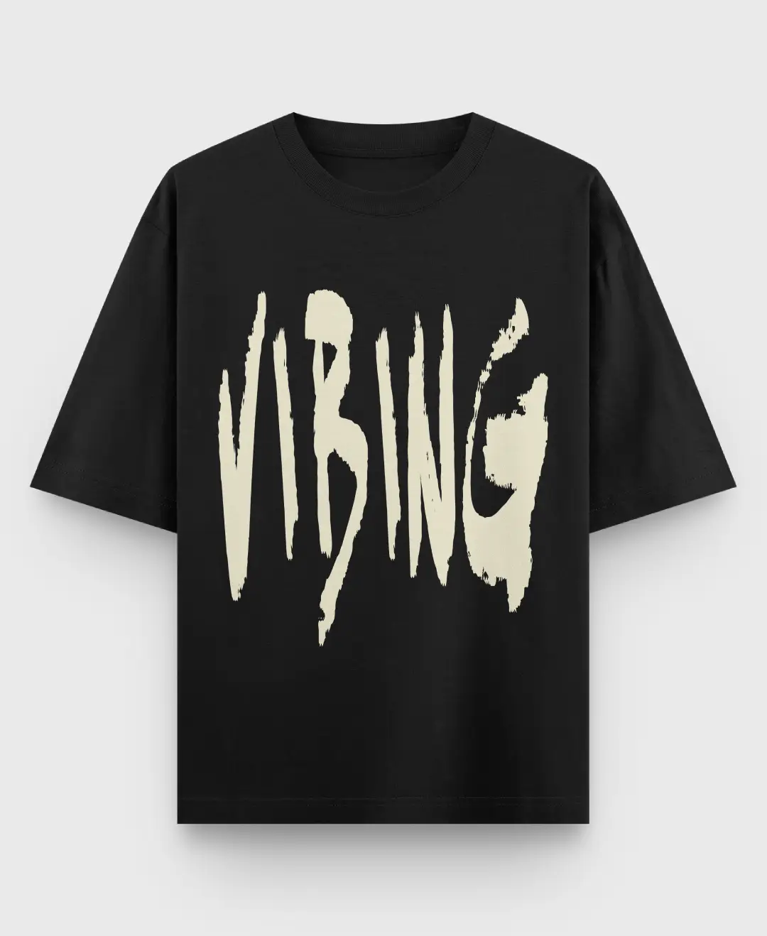 Vibing Oversize Loose Fit Black T-shirt - Image 2