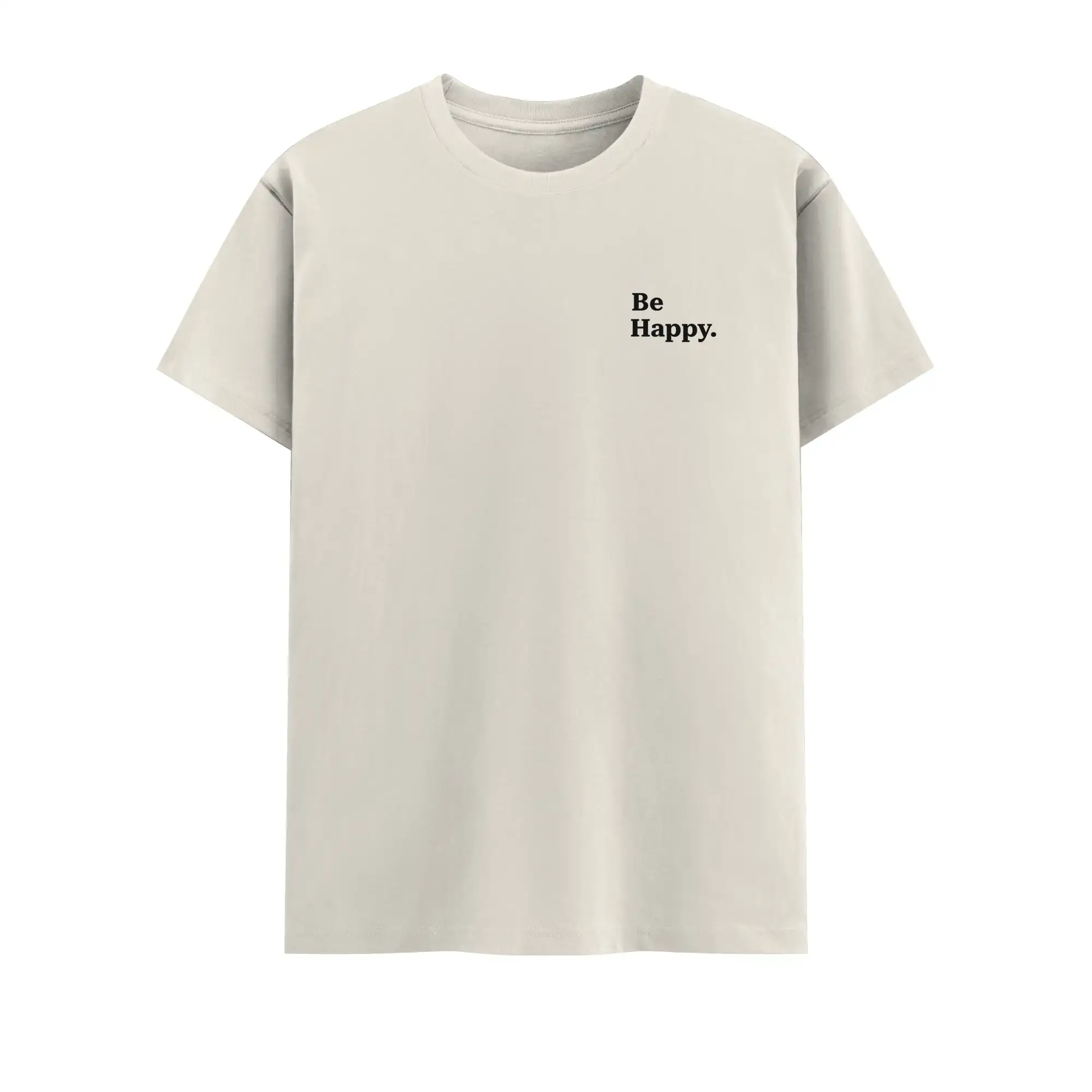 Be Happy Off White Combed Cotton T-Shirt - Image 2