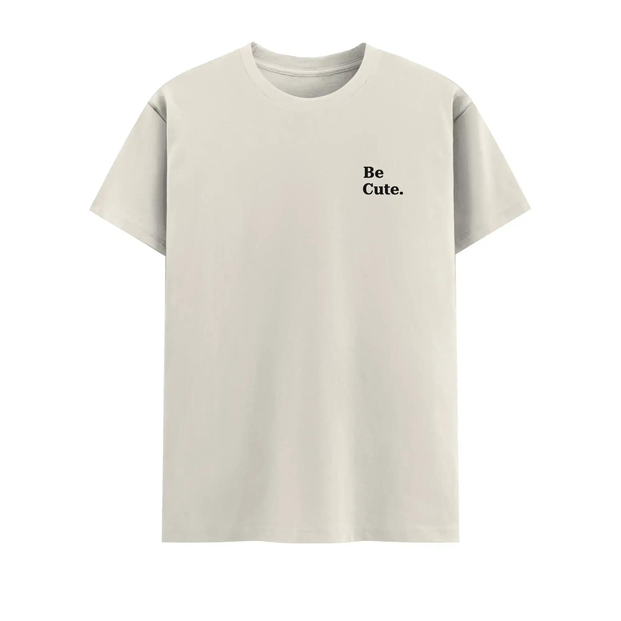 Be Cute Off White Combed Cotton T-Shirt - Image 2