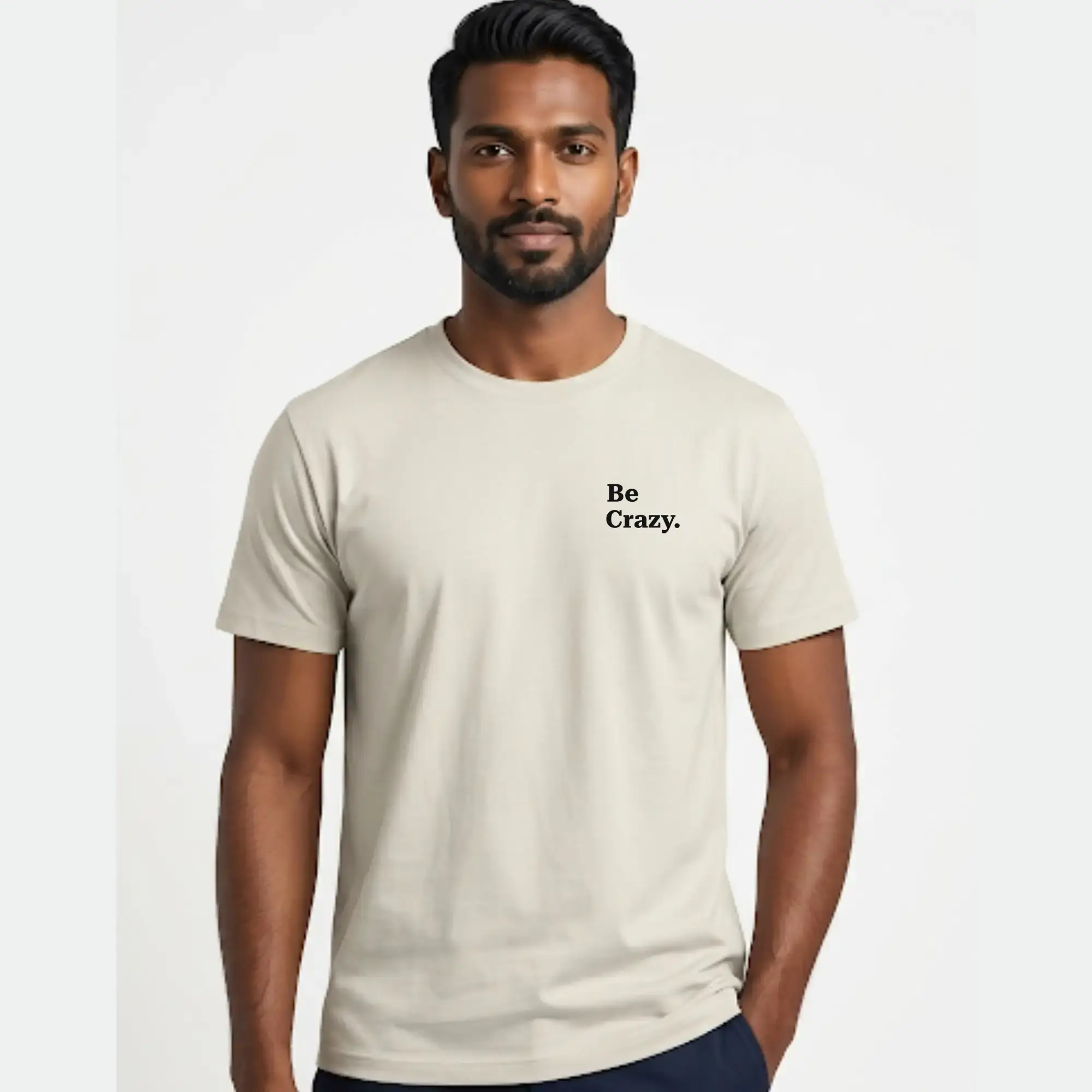 Be Crazy Off White Combed Cotton T-Shirt