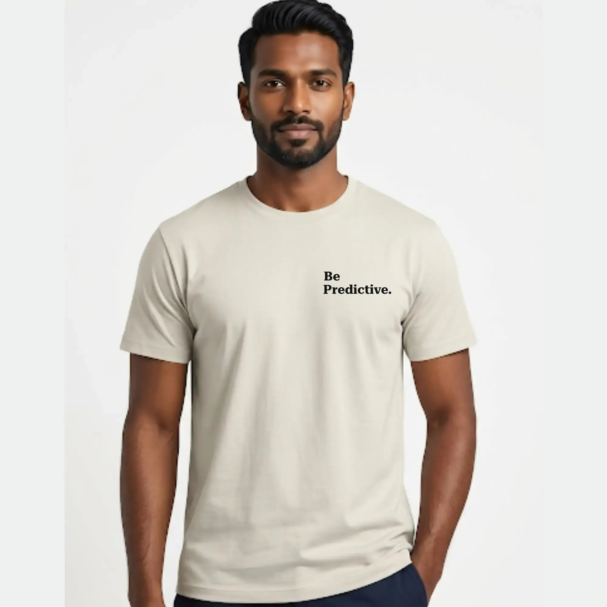 Be Predictive Off White Combed Cotton T-Shirt