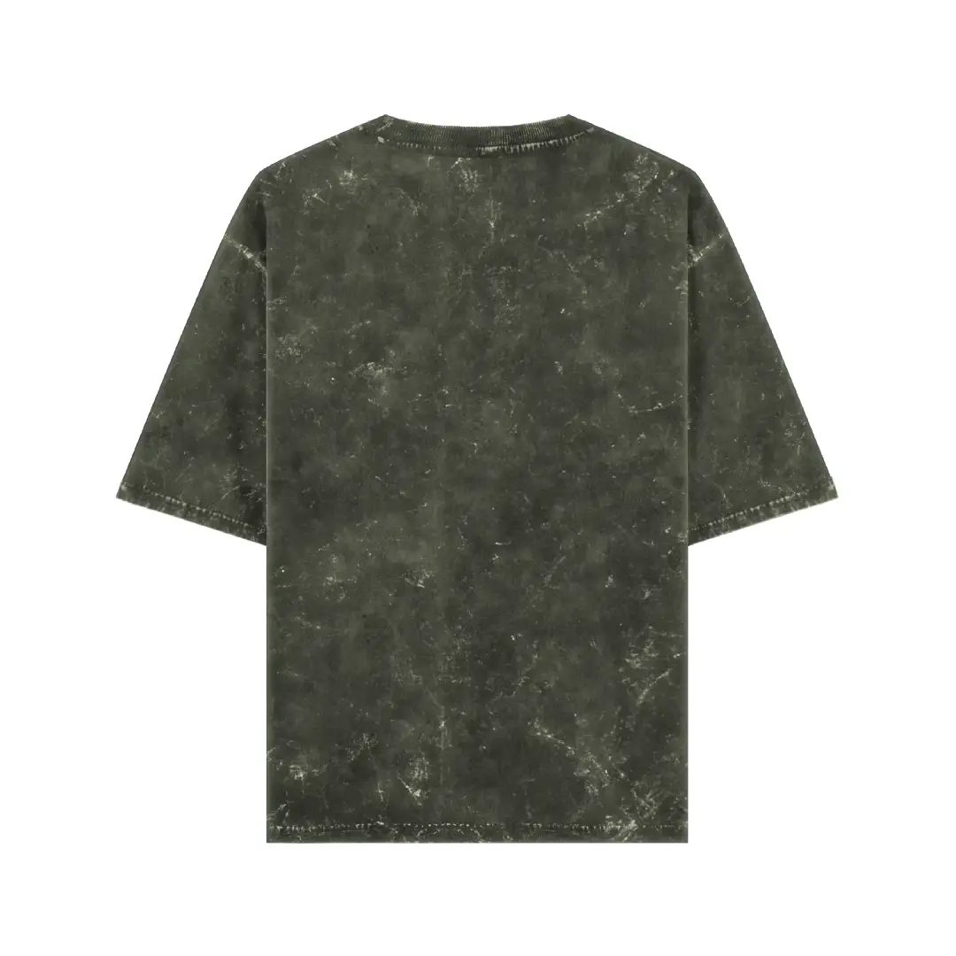 Acid Washed Oversized Classic T shirt Olive Green - Image 2