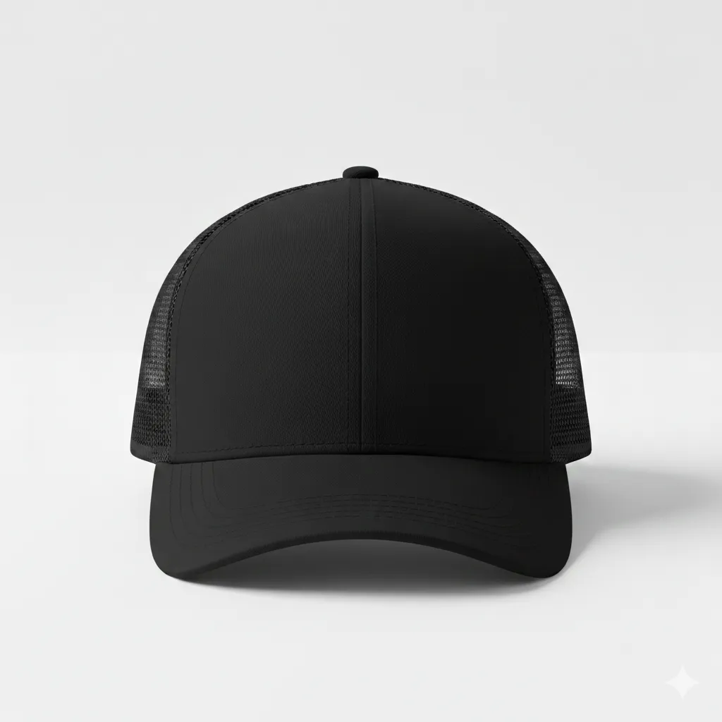 Plain Black Trucker Cap - Image 5
