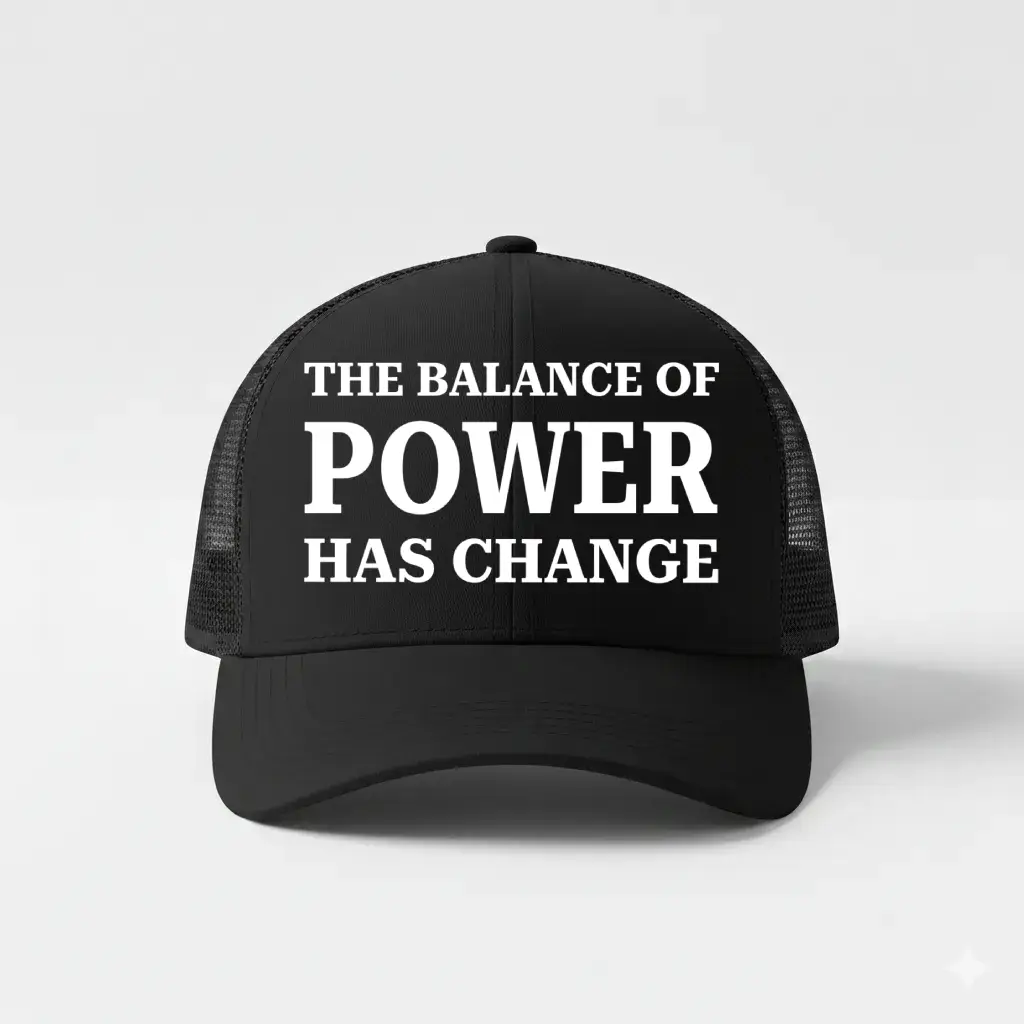 Balance Power Quote Black Trucker Cap