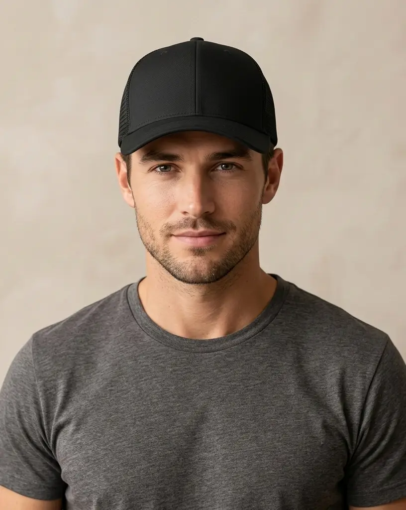Plain Black Trucker Cap