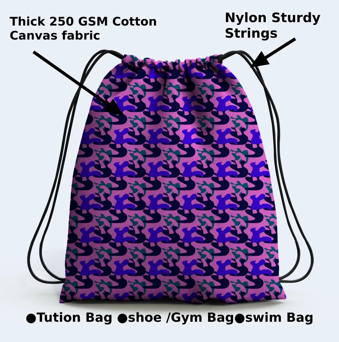 Dark Camouflage Drawstring Bag - Image 3