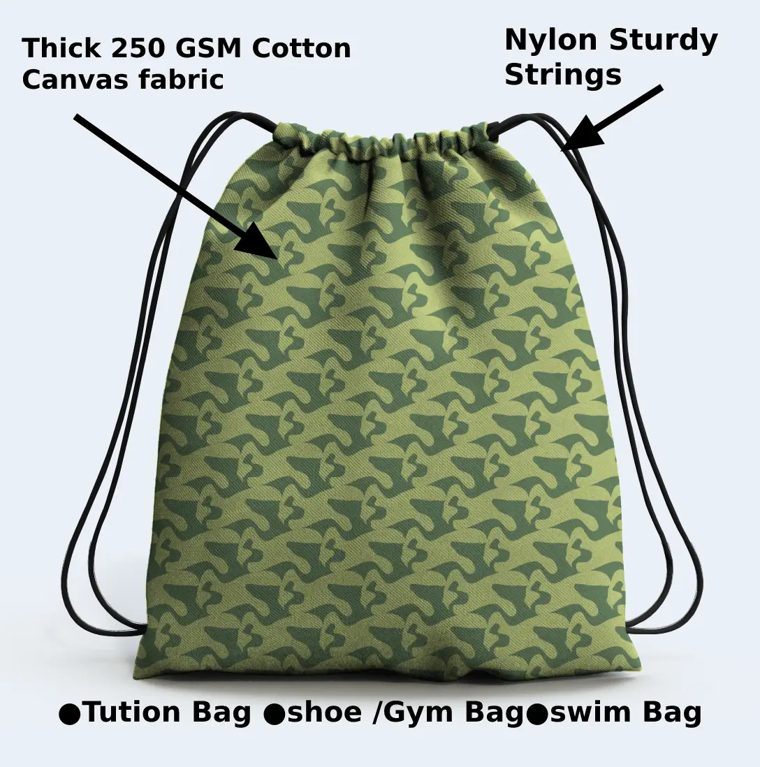 Lime Green Camo Drawstring Bag - Image 3