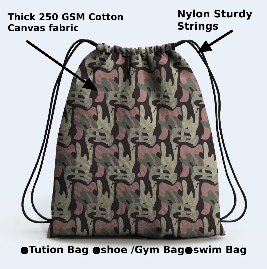 Camo Style Drawstring Bag - Image 3