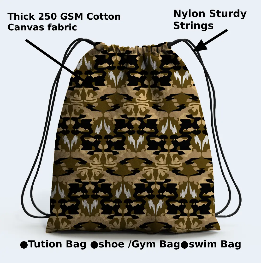 Brown Camouflage Drawstring Bag - Image 3