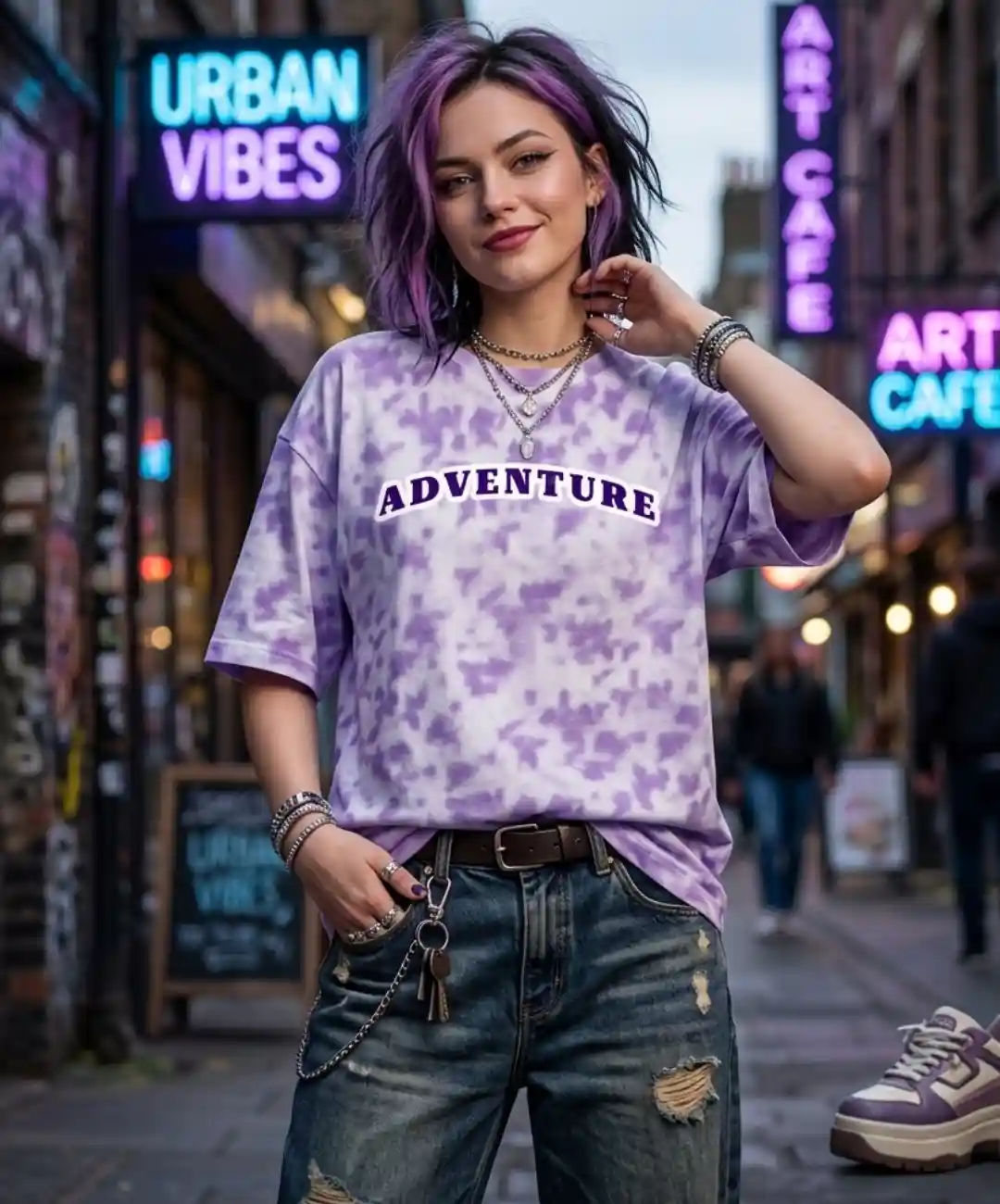 Adventure Lavender Tie Dye Oversize Cotton T-shirt