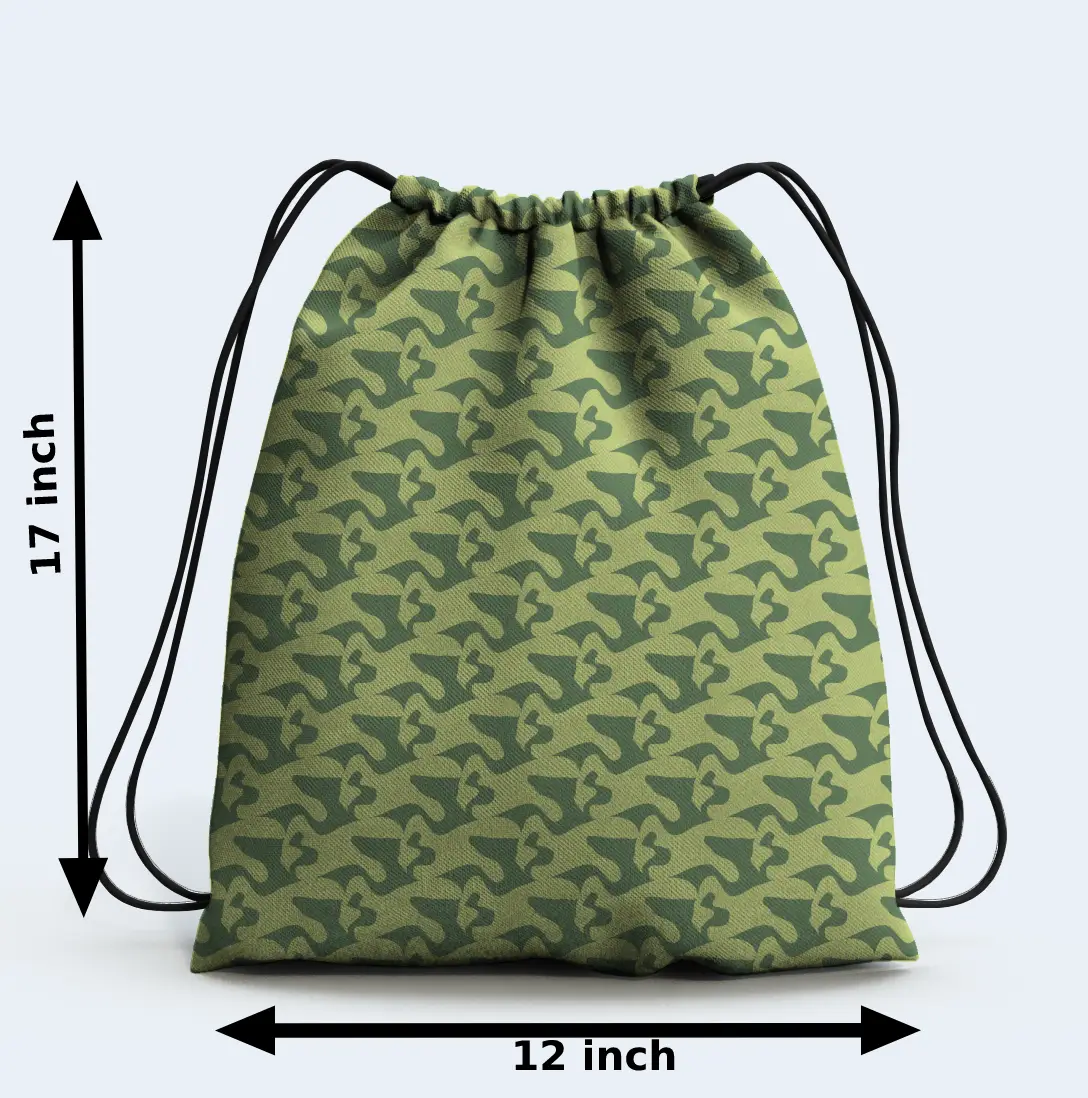 Lime Green Camo Drawstring Bag - Image 2