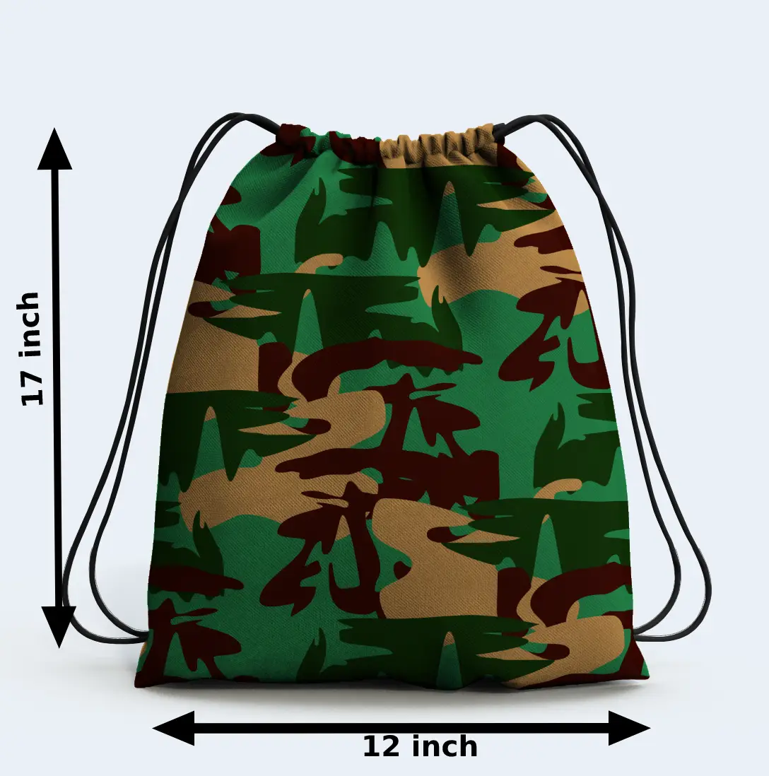 Army Leafy Camouflage Drawstring Bag - Image 2