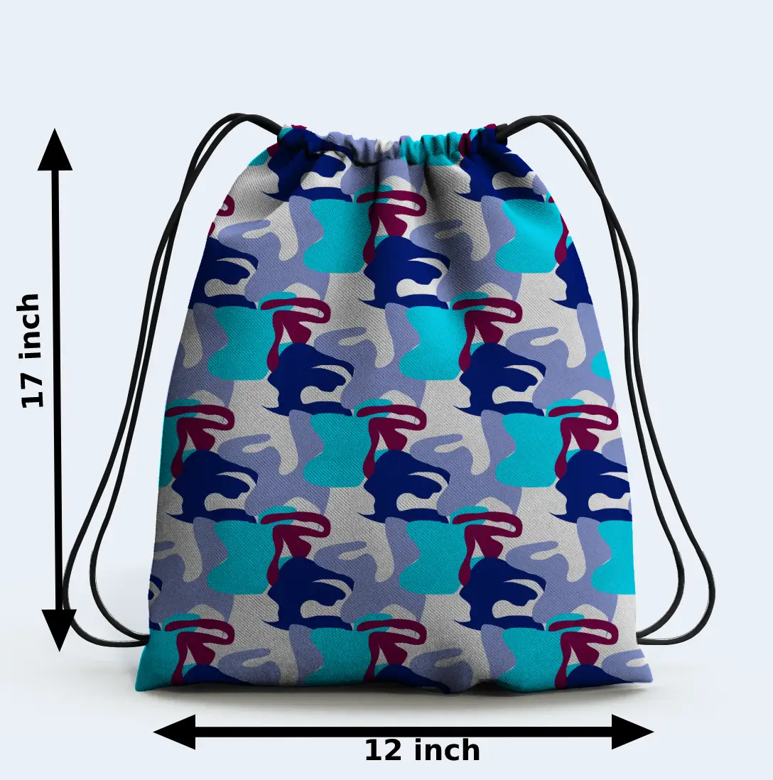 Simple Blue Drawstring Bag - Image 2
