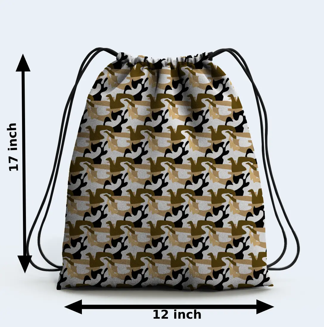 White Golden Camo Drawstring Bag - Image 2