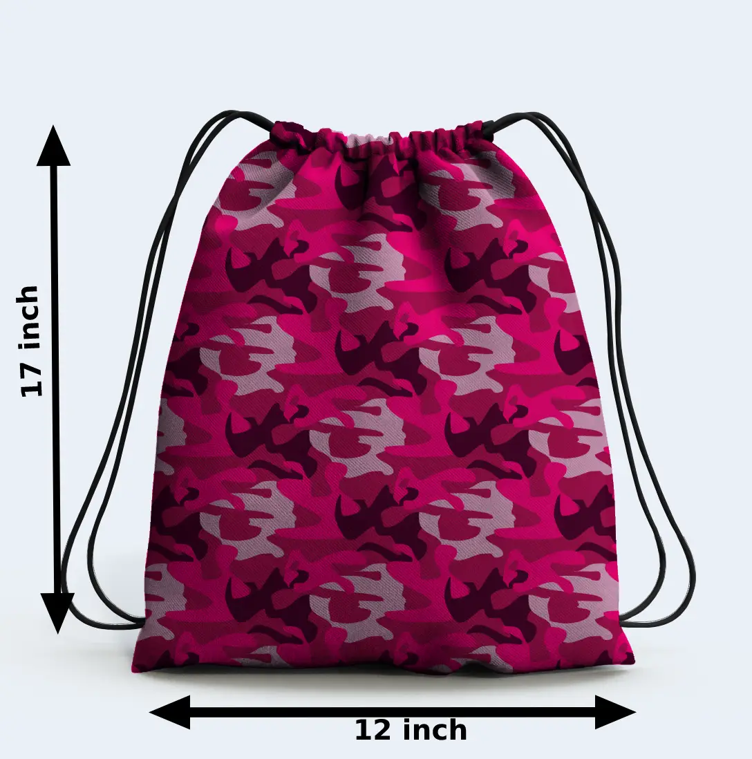 Pink Camouflage Drawstring Bag - Image 2