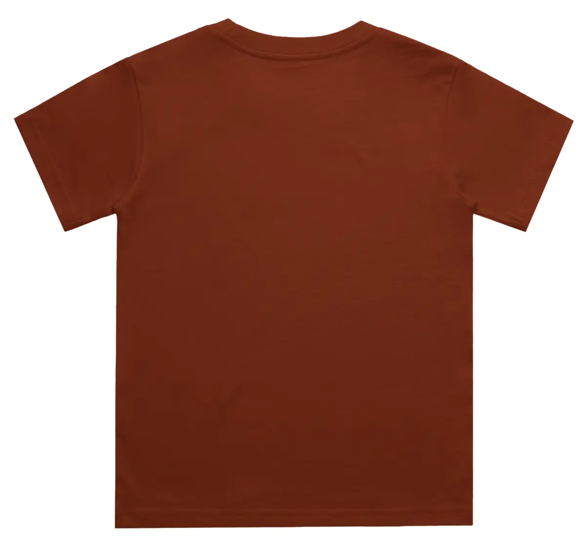 Kids Plain Crew Neck Brick Red Cotton T-shirt - Image 3