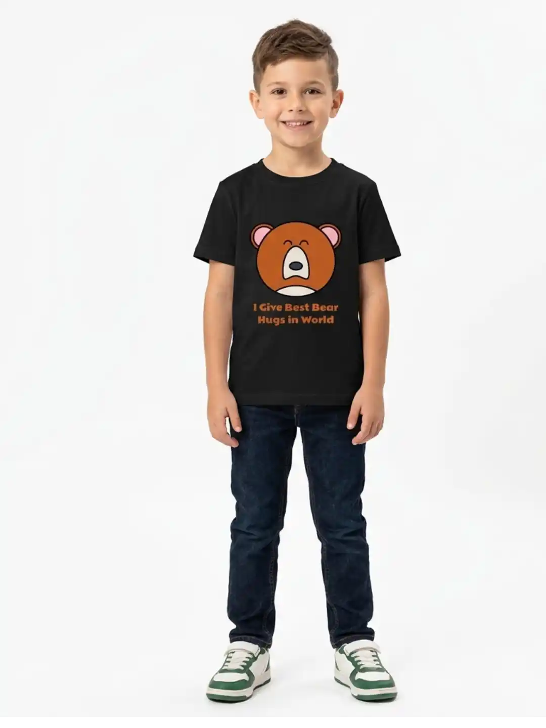 Best Bear Hugs Kids Black Cotton T-shirt