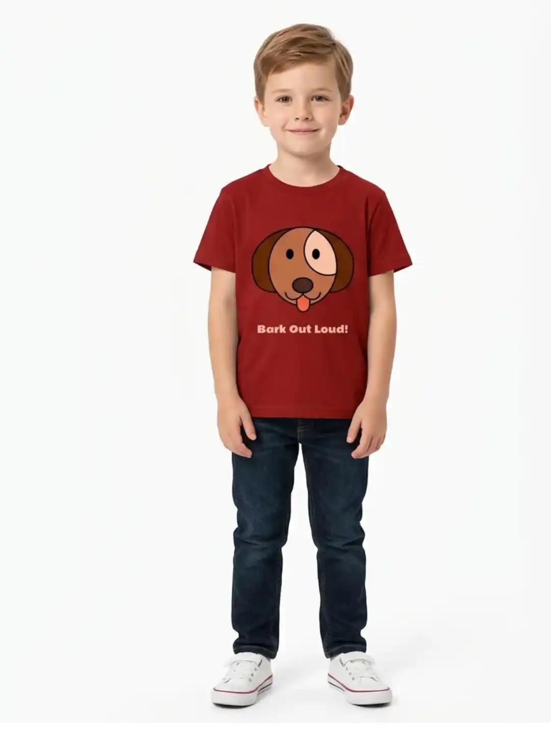 Bark Out Loud Kids Red Cotton T-shirt