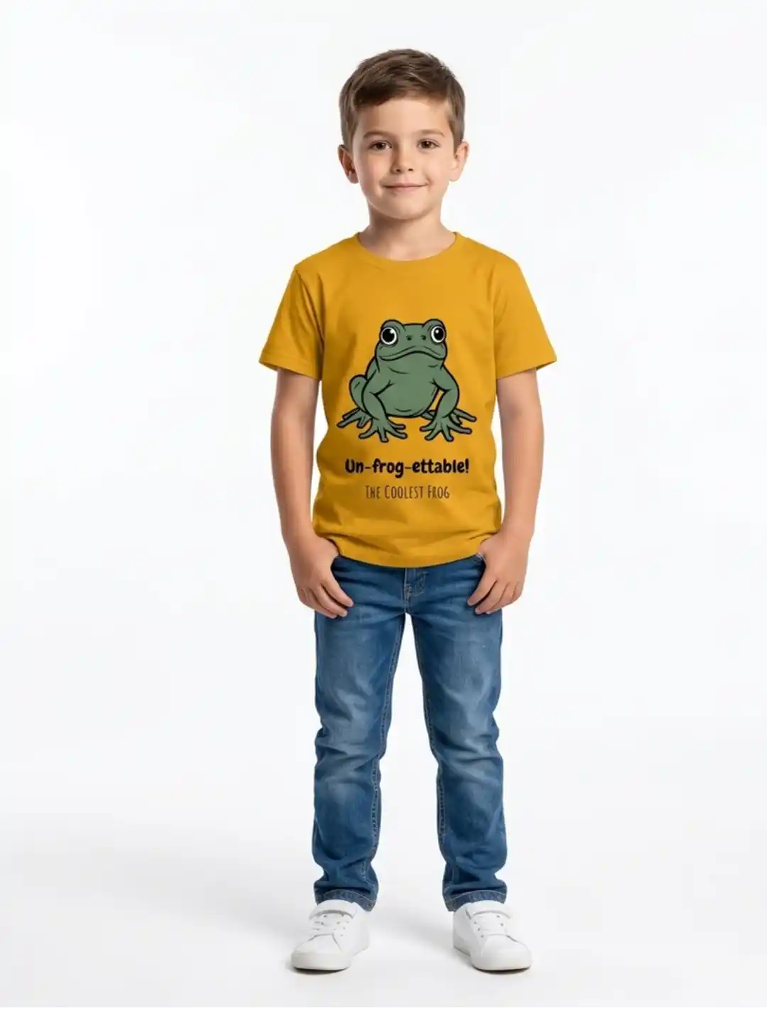 Un-Frogettable Kids Golden yellow Cotton T-shirt