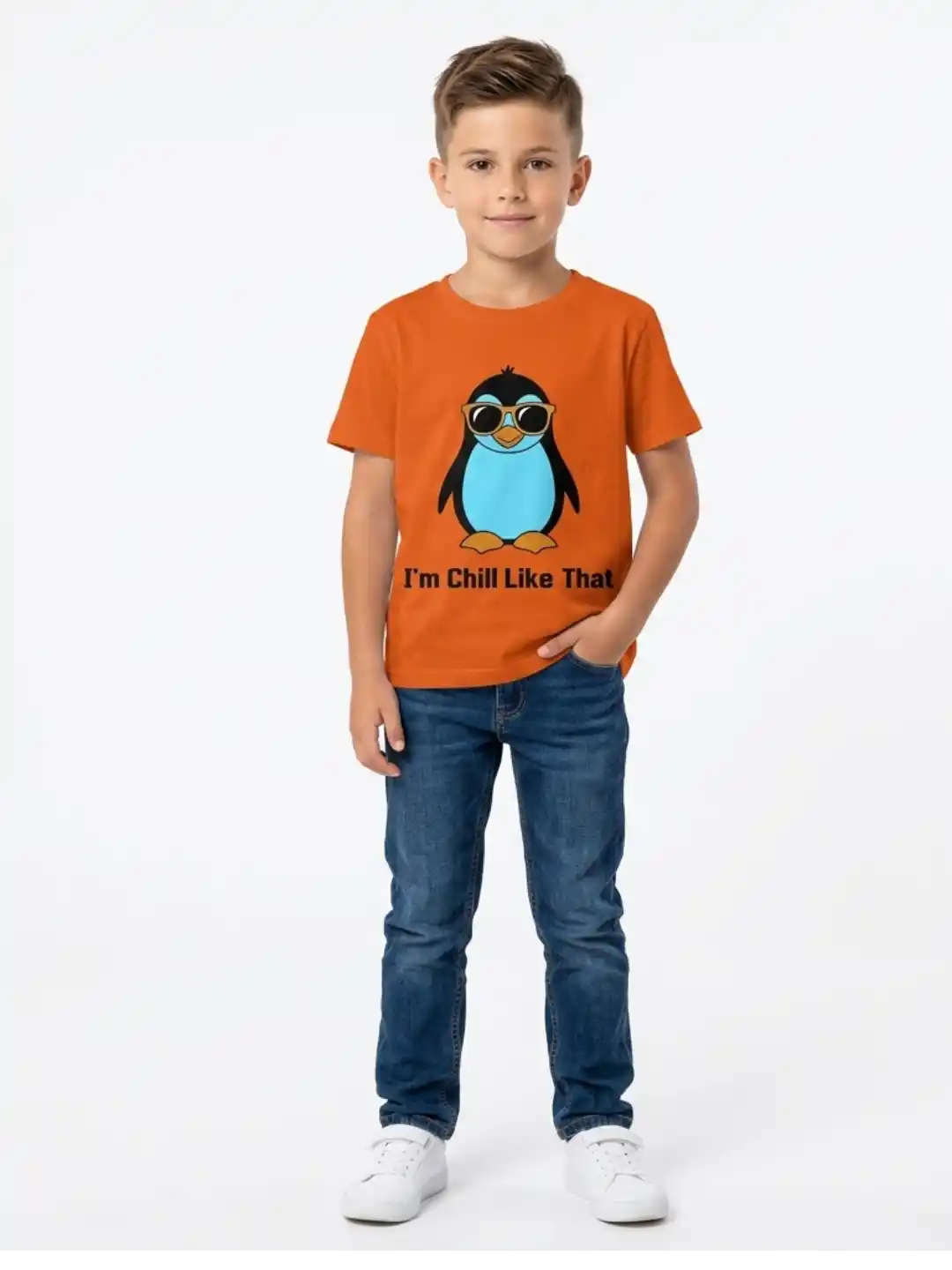I Am Chill Kids Orange Cotton T-shirt