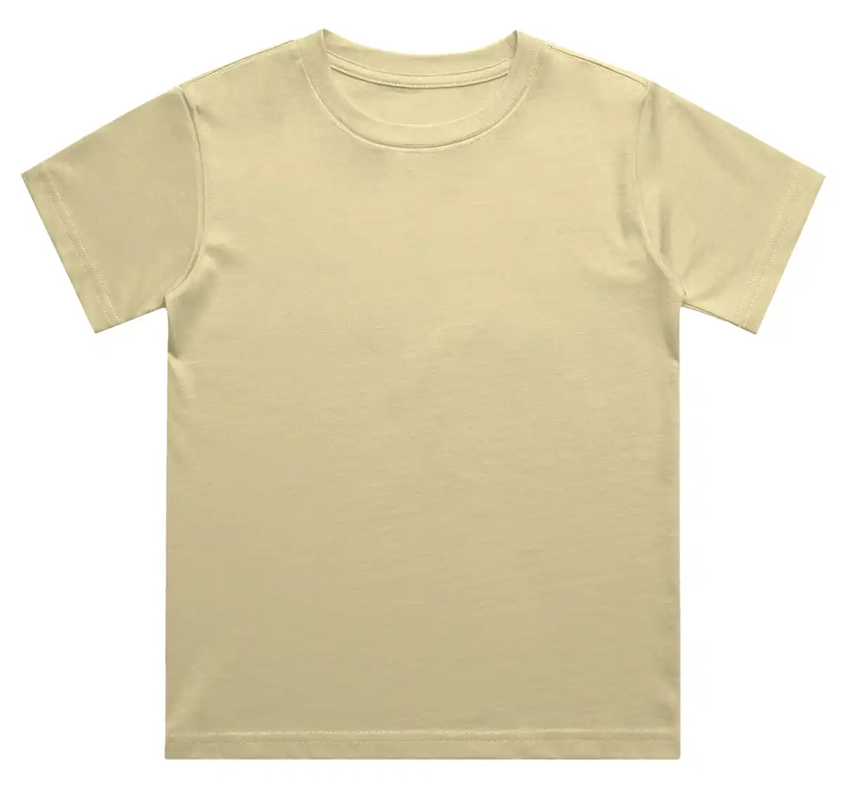 Kids Crew Neck Beige Cotton T-shirt - Image 2