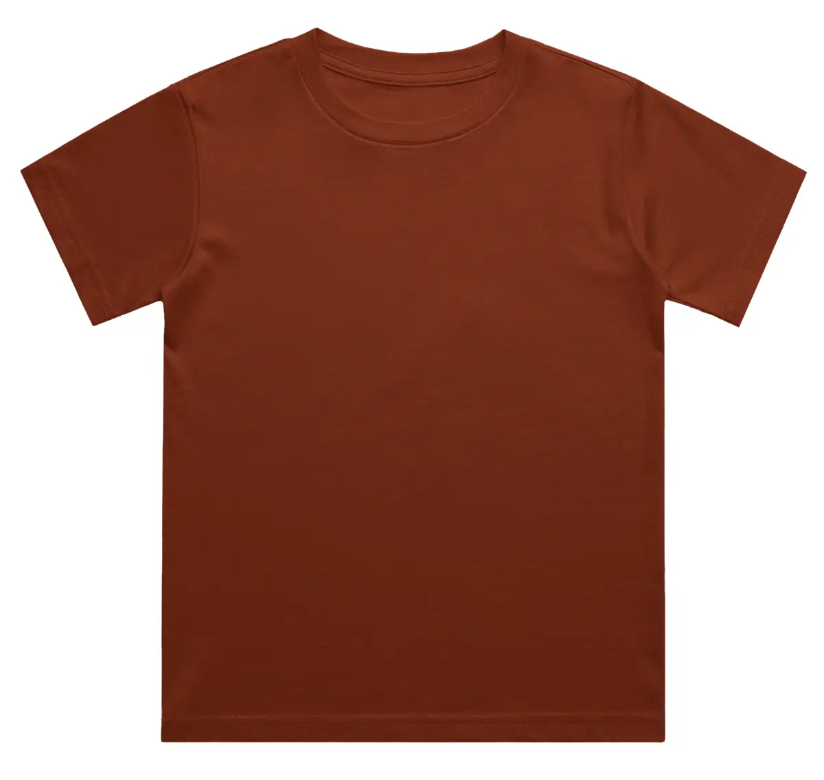 Kids Plain Crew Neck Brick Red Cotton T-shirt - Image 2
