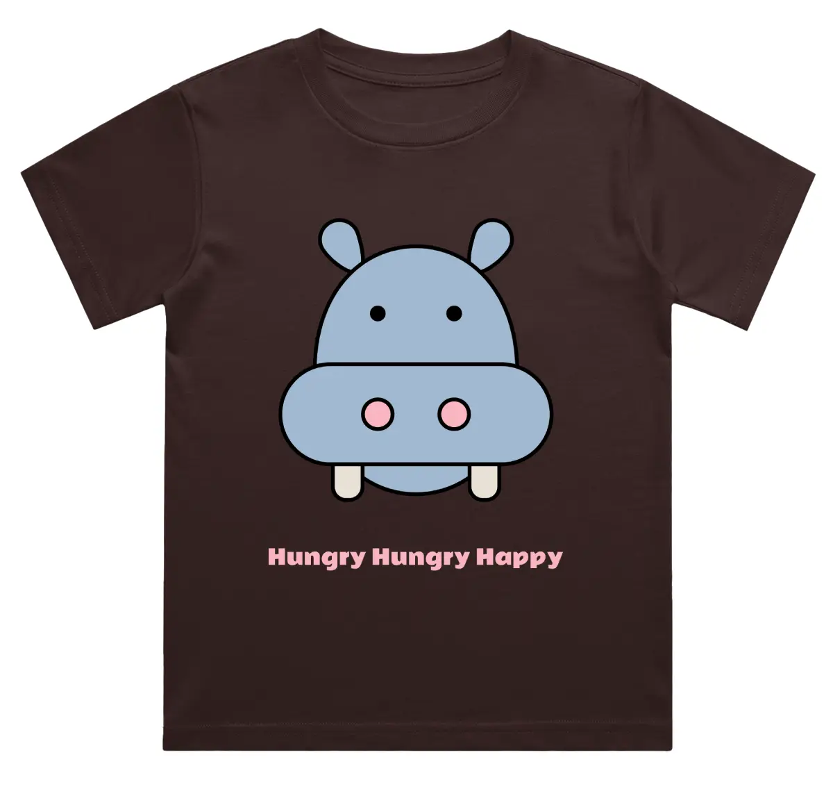 Hungry Hungry Happy Kids Coffee Brown Cotton T-shirt - Image 2