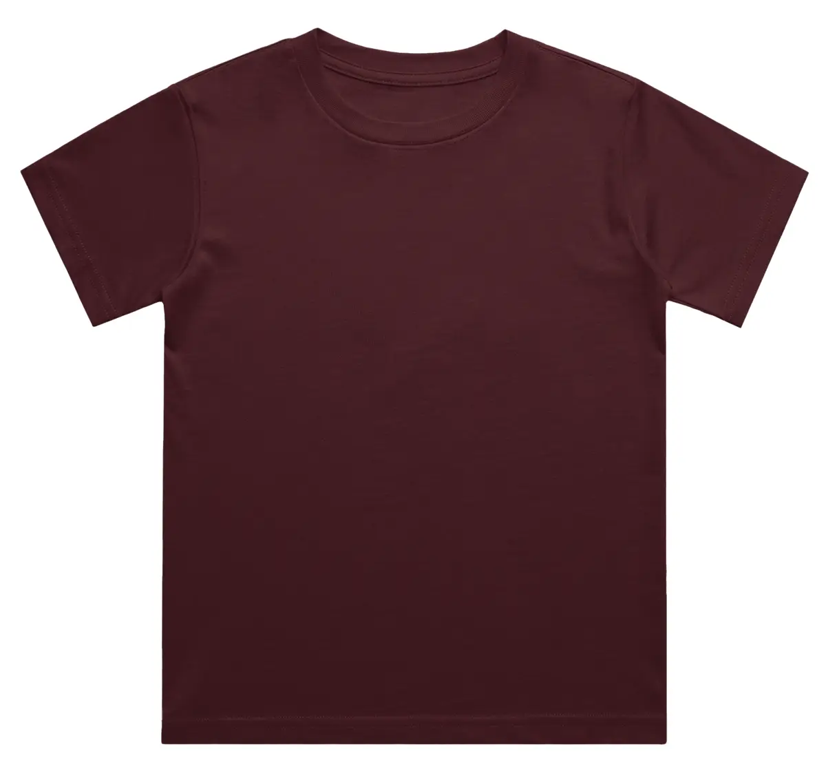 Kids Solid Plain Maroon Cotton T-shirt - Image 2