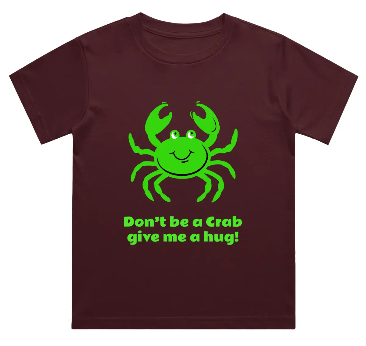 Don't Be A Crab Kids Marron Cotton T-shirt - Image 2