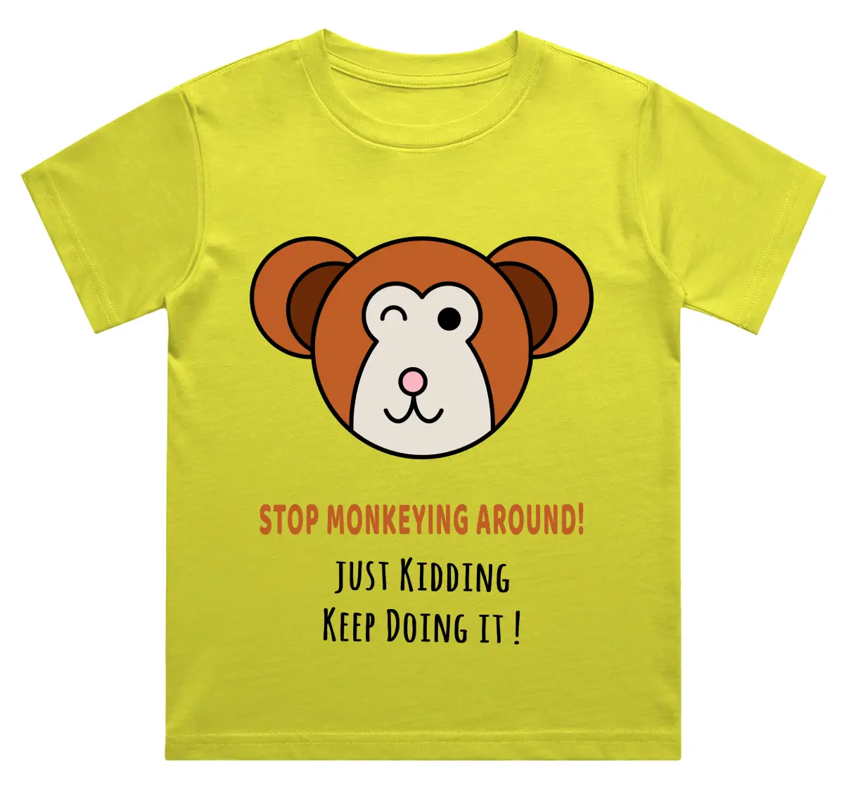 Stop Monkeying Kids New Yellow Cotton T-shirt - Image 2